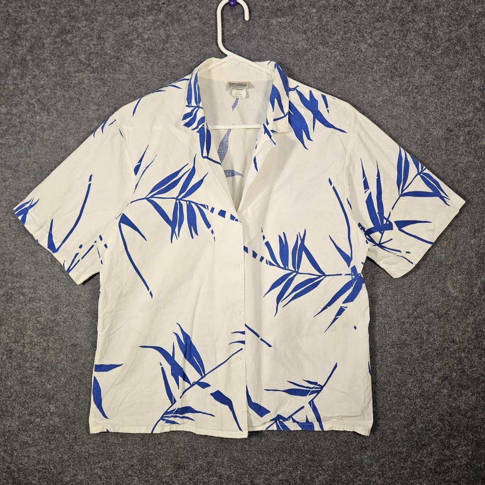 VTG Koret Womens Snap Button Palm Leaf Shirt Beach Coastal Vacation Sz 14 READ